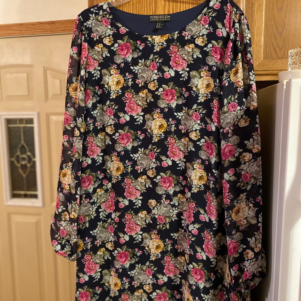 Forever 21+ 3x Navy Blue floral dress
